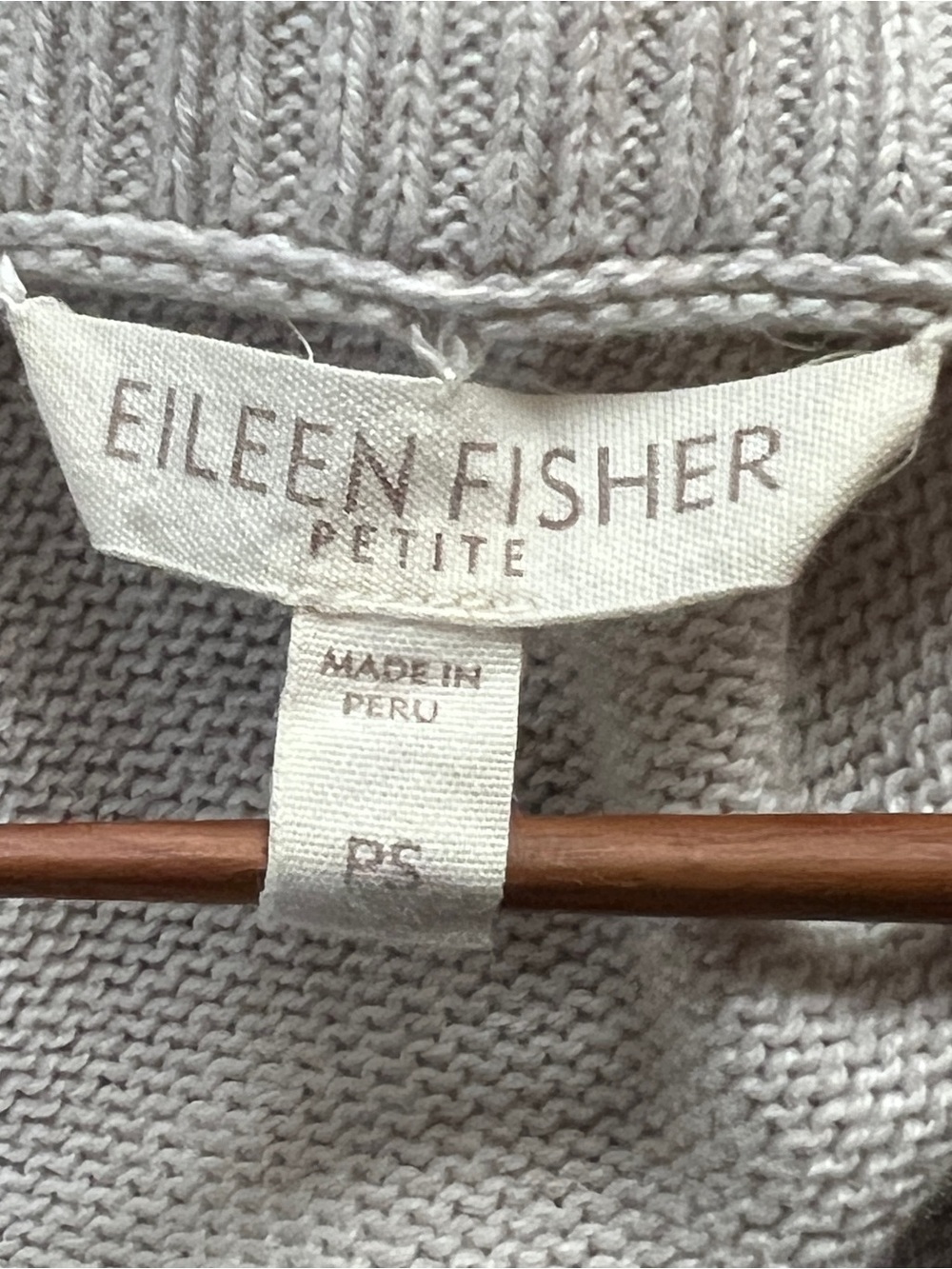 EILEEN FISHER Oatmeal Organic Cotton Open Front Draped Cardigan Petite Small PS - Picture 5 of 11